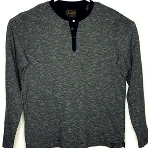 Lucky Brand Mens Blue White Long Sleeve Henley Lg